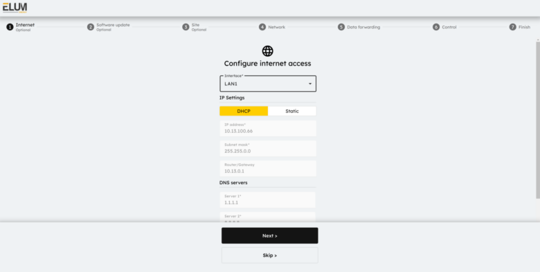eConf screenshot Internet connection via LAN or SIM card 2024