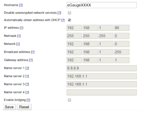 eGauge network settings