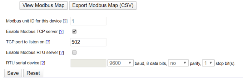 modbus server settings